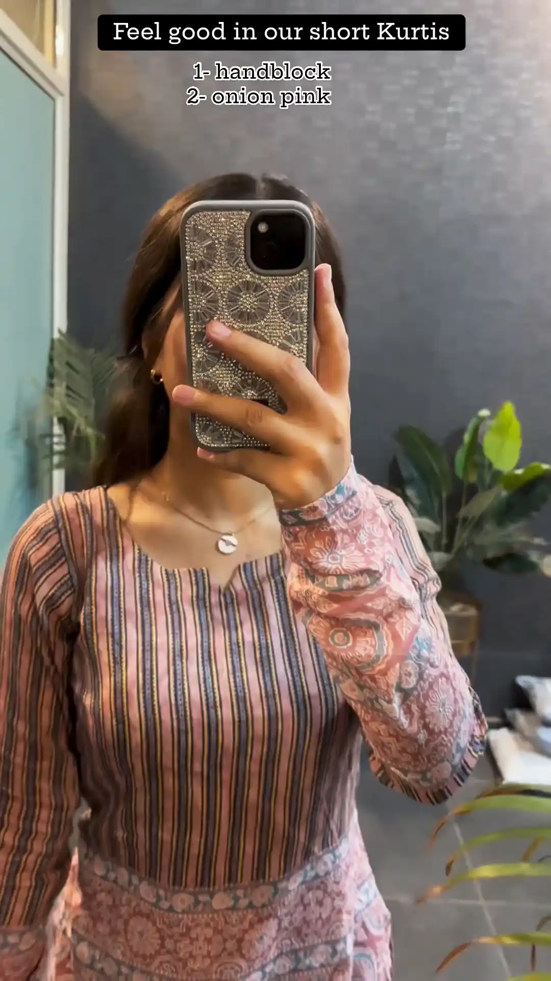 Onion Pink Printed New Handblock Cotton Short Kurtis.png